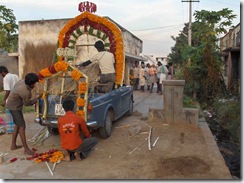 Decorating the car - working on the back