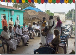 Drum and reed getting ready to walk to village temple