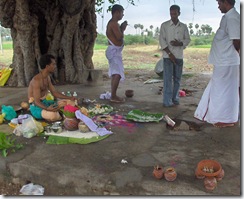 Eldest son doing circle pranams