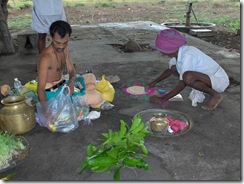 Setting up for puja at temple 2