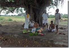 Setting up for puja at temple