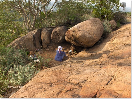 Carol medidtating at Papaji's cave